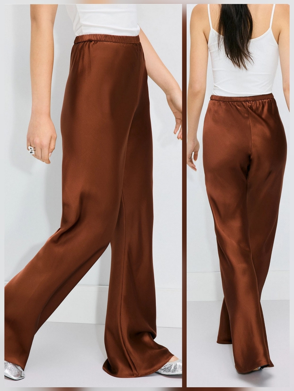 Silk Laundry Brown Bias Cut Pants Size XS
